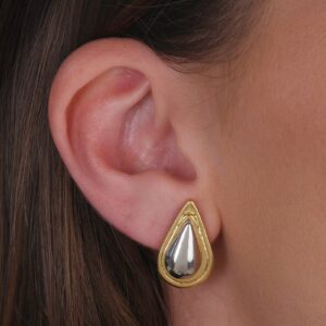 Brinco Dourado e Prateado Formato Gota